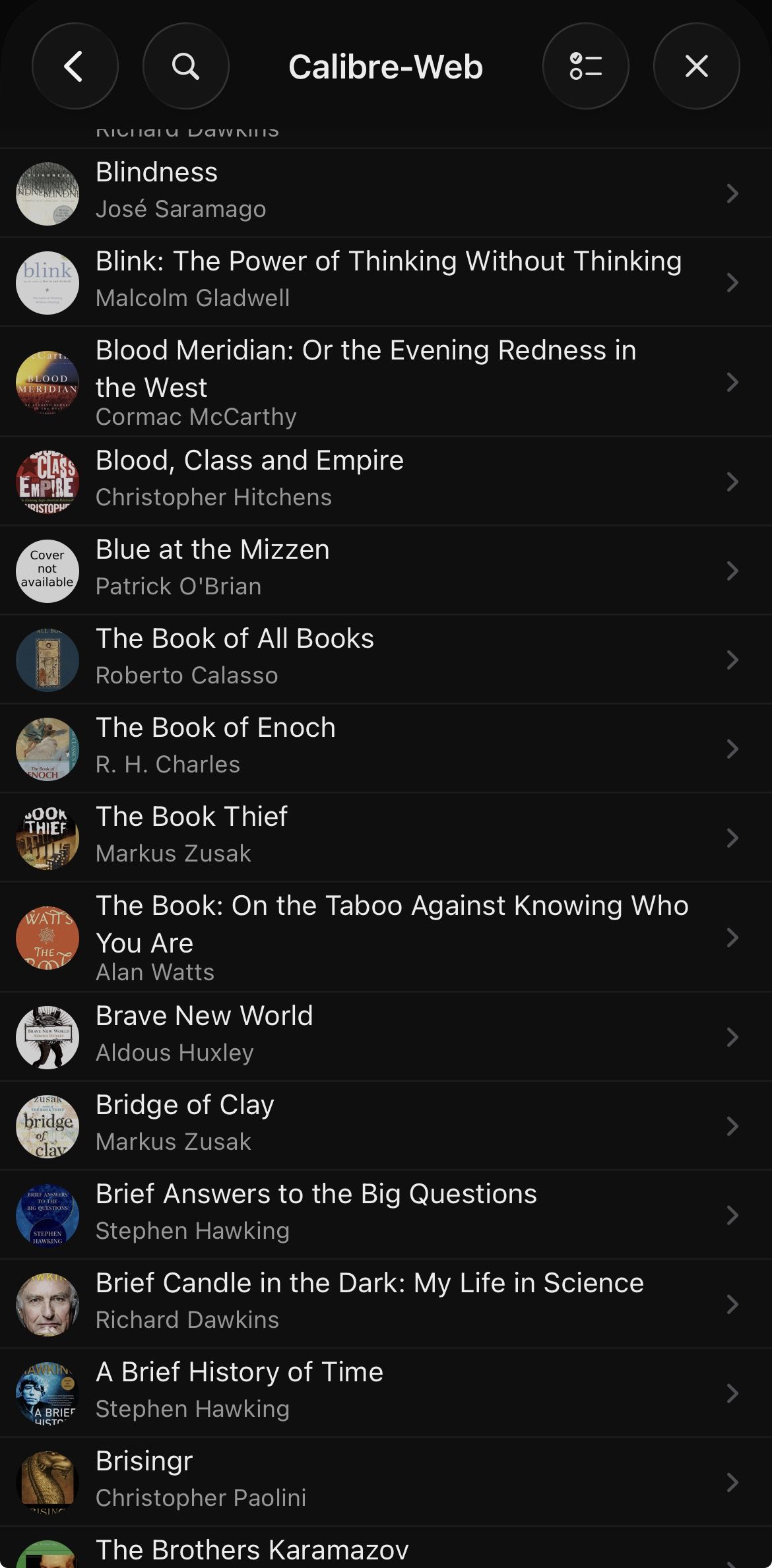 My calibre library accessed in Yomu