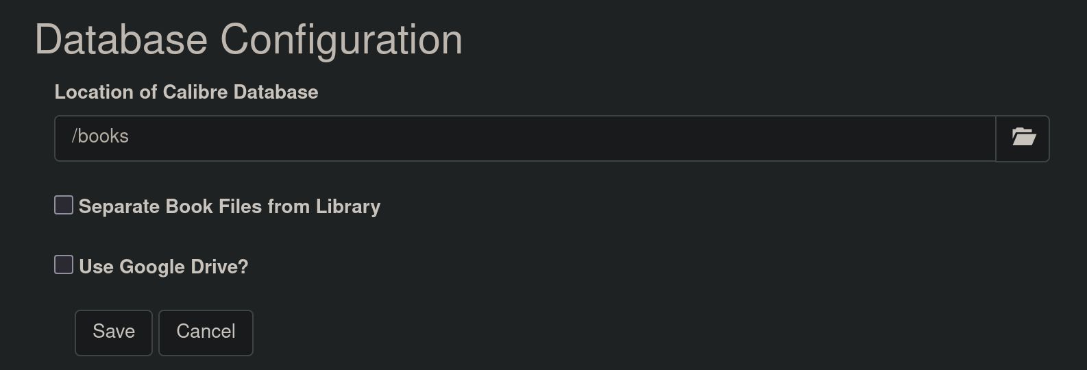 Database config setup in calibre-web
