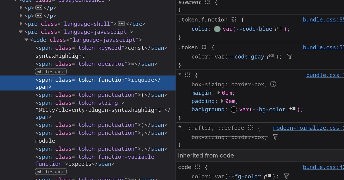 Firefox inspector window proving that the plugin was working